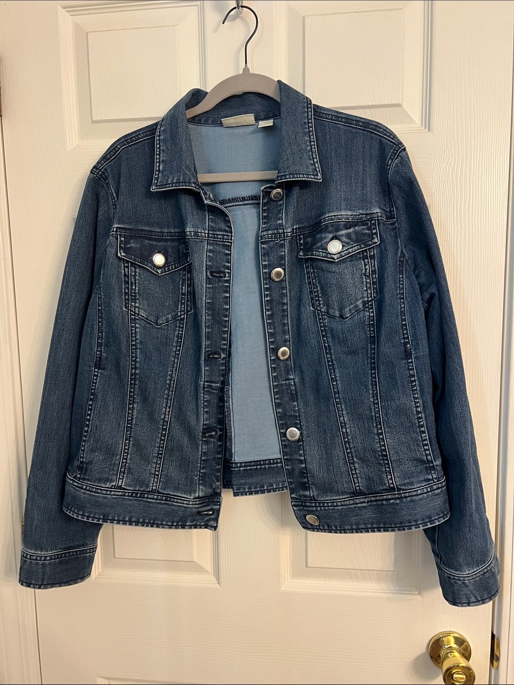Chico's Dark Blue Denim Trucker Jacket